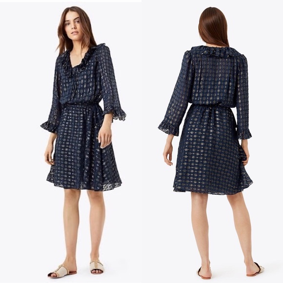 Tory Burch Dresses & Skirts - Tory Burch | NWOT Jasmine Dress Navy/Gold 2
